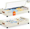 Yecaye Under Bed Storage with Wheels 2 Pack, 70L Larger Capacity Under Bed Storage Containers, Underbed Shoe Storage Organizer, Rolling Under Bed Metal Drawers for Clothes, Blankets(35.5 x 17 x 6.7in)