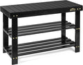 Homemaid Living Bamboo 3 Tier Shoe Rack Bench, Premium Shoe Organizer or Entryway Bench, Perfect for Shoe Cubby, Entry Bench, Bathroom Bench, Entryway Organizer, Hallway or Living Room(Black)