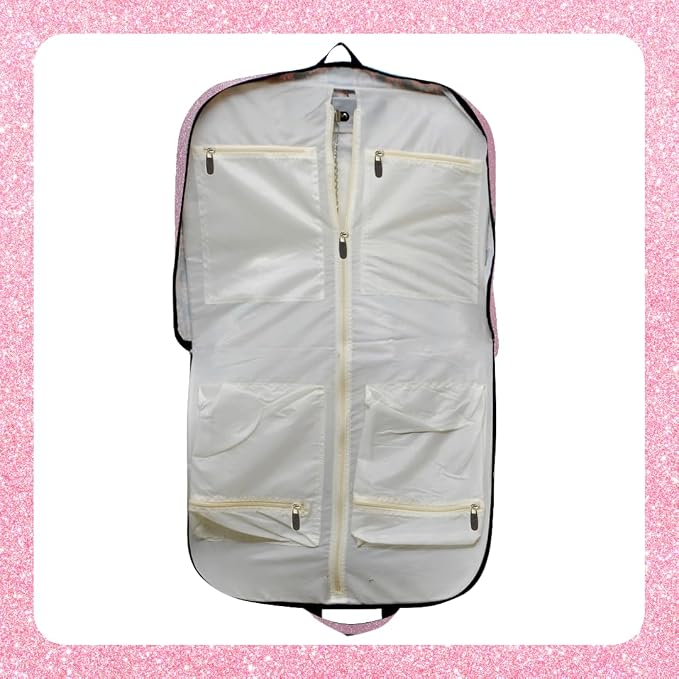 NGIL Glitter Travel Hanging Garment Bag (Glitter-Pink) | Garment Bag for Girls, Cheer Travel Bag, Dance Competition Bag, Cheer Dance Competition, Beauty Pageant