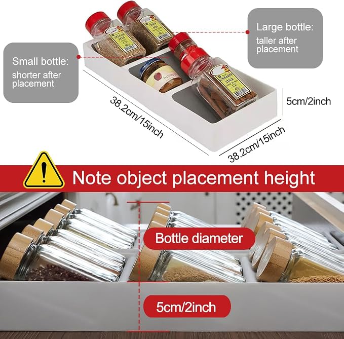 Spice Drawer Organizer,8 Pack,3 Tier Non-Slip Silicone Seasoning Jar Drawer Insert,Spice Rack Organization for Drawer,Kitchen Spice Rack Tray for Cabinet Countertop Makeup Storage