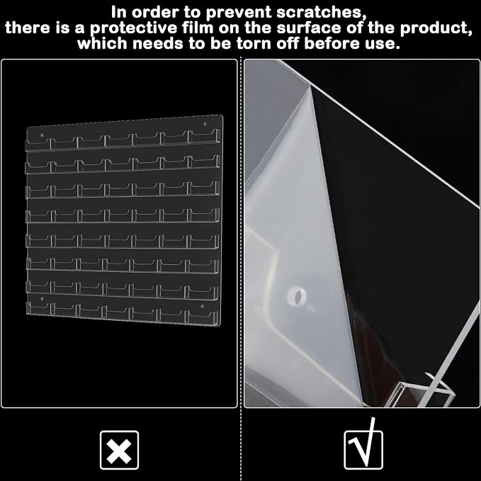 Hillban Acrylic Business Card Holder Wall Mount Clear Sticker Display Rack Multiple Card Holders Clear Acrylic Organizing Sticker Display Stand Pre Drilled (56 Pockets)