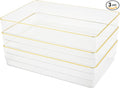 Martha Stewart Kerry Plastic Stackable Office Desk Drawer Organizers, 9" x 6", 3 Pack, with Gold Trim