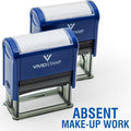 Absent Make-up Work Teacher Self Inking Rubber Stamp (Blue Ink) - Large 2 Pack