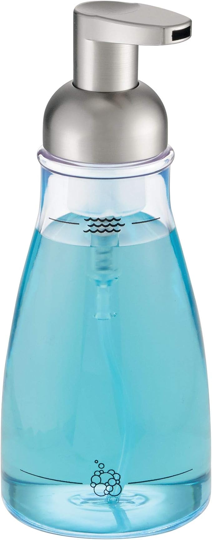 iDesign Foaming Soap Dispenser, Clear and Brushed Nickel | For Kitchen, Bathroom, Sink, Vanity