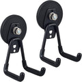 ULIBERMAGNET Large Magnetic Hooks,Strong Heavy Duty Magnet Hooks for Power Drill,Broom,Garden Tools,Pegboard,Garage,Workshop,Hardware, 2 Pack Magnet Storage Holder for Indoor Outdoor Hanging(Black)
