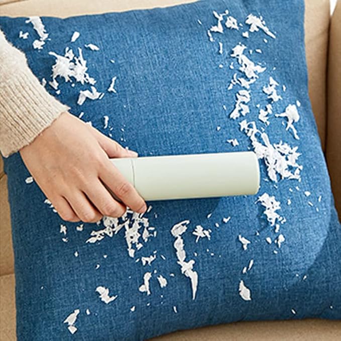 Compact Travel Lint Roller - Reusable Pet Hair Remover Tool for Furniture, Clothes, Carpet and Couches - Washable Cat and Dog Hair Removal Roller for Car Interiors, Travel and Home (White)