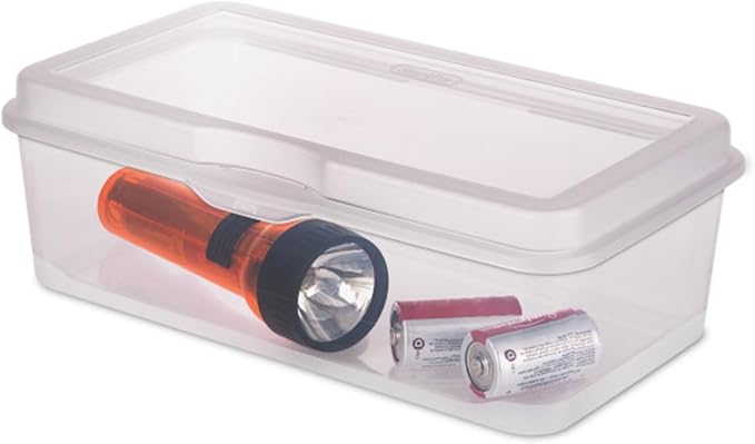 Sterilite Rectangular Large FlipTop, Clear Plastic Storage Box, 24-Pack | Bin with Hinged Lid, Stackable Multipurpose Organizer for Art & Craft Supplies, Accessories, Photos & CDs, Home or Office Use
