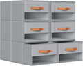 DIMJ Closet Organizers and Storage - Pull-out Fabric Bins with Drawers for Closet Foldable Clothes Organizers with Clear Window, Stackable Storage Drawers for Bedroom,Living Room,Shelf,6-Pack, Grey
