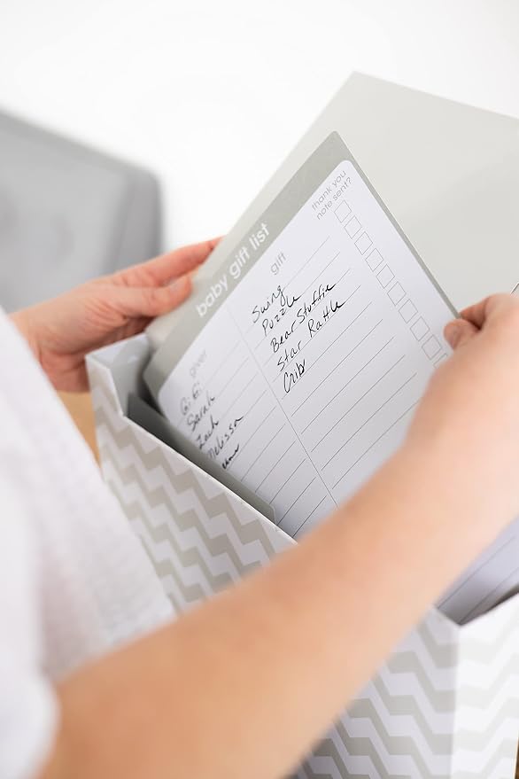 Pearhead Baby Briefcase and Document Organizer,All In One Expanding File Folder,Baby's Paperwork & Records,Newborn Keepsake & Memory Box with Labels,Baby Girl or Baby_Boy Gift,Gray Chevron (Pack of 6)