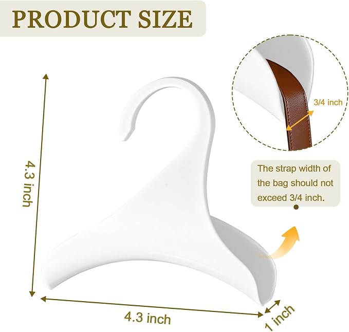 12 Pcs White Purse Hangers for Closet, Handbag Hangers for Closet, Bag Hanger, Handbag Organizer Hooks, Bag Organizer Hanging Hooks for Backpacks Satchels Tote Bag Home Storage (White)