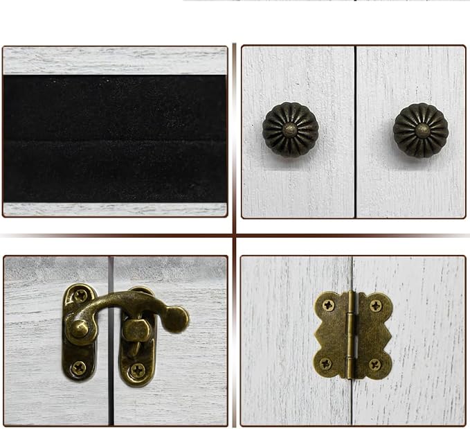 Rustic Wall Mounted Jewelry Organizer,Vintage Wooden Hanging Jewelry Holder Box with Barndoor Decor for Necklaces, Earings, Bracelets, Rings, Accessories. Includes Hook Organizer (MILK WHITE)