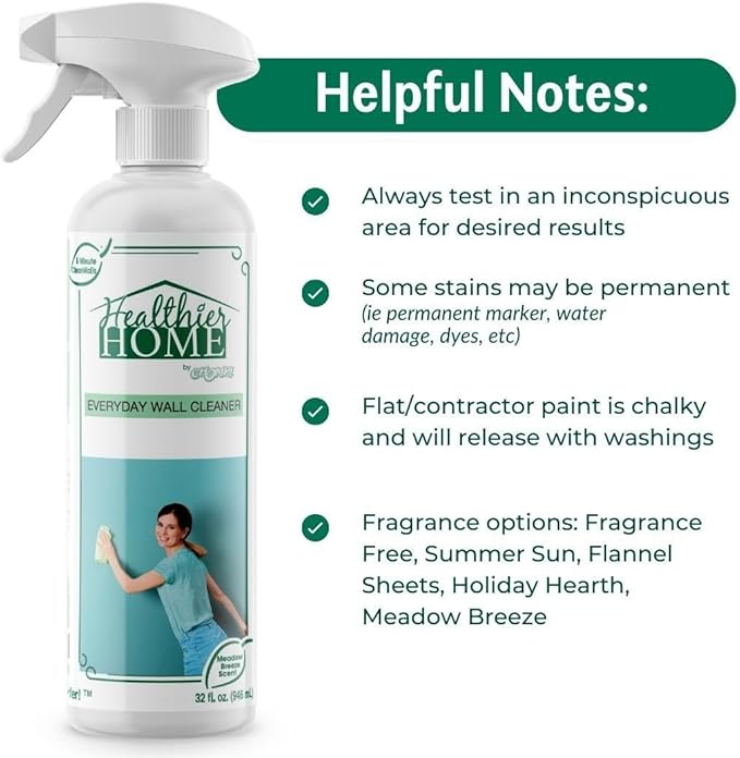 CHOMP! Painted Wall Cleaner Spray, Multipurpose for Walls, Ceilings, and Baseboards, Removes Dirt, Dust, Odor, Stains, Healthier Home 5-Minute CleanWalls 4-in-1, 32 Ounces (Flannel Sheets Scent)