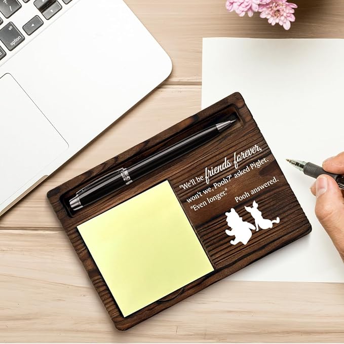 Friendship Gifts Pooh Bear Sticky Note Holder Gifts for Work Friends Best Friends Work Besties BFF Christmas Birthday Graduation
