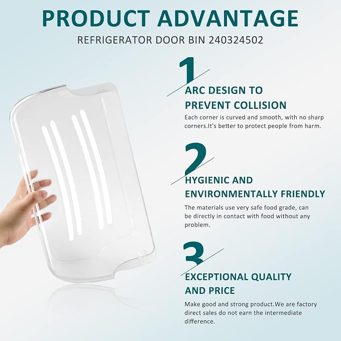 240324502/lfss2312tf0 Refrigerator Door Bin Compatible for Cros.ley | Frigi.daire,Ken.more Refrigerator Door Shelf bin/240324502/Refrigerator Door Bin -MIFLUS