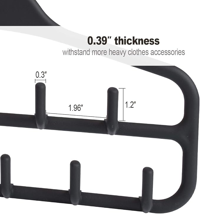 Belt Hanger, Tie Rack for Closet, Sturdy Belt Organizer with 360 Degree Swivel, 11 Large Sturdy Belt Hooks, Non Slip Rubberized Belt Rack, Black