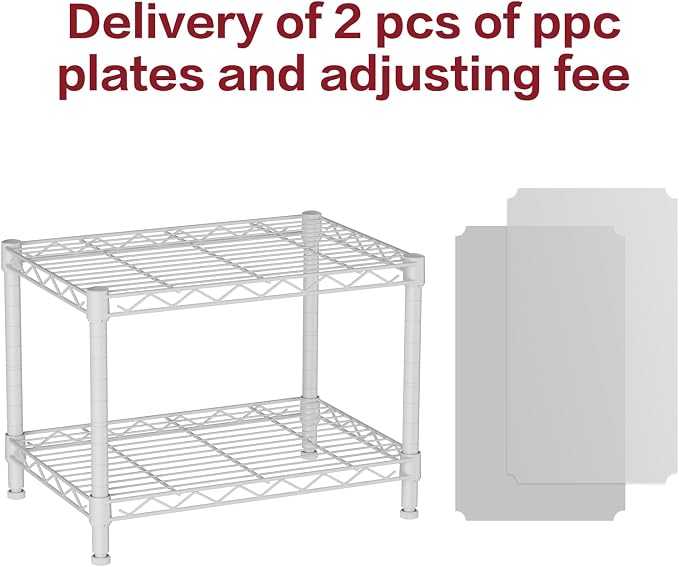 SINGAYE Small Wire 2 Shelves Pantry Metal Shelf Floor Organizer Under Desk | Armoire Adjustable Floor Kitchen Narrow Organizer Rack Shelving Short Square Stackable Standing Storage Tier Under Unit