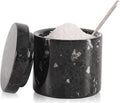 Marble Salt Cellar 3 Inch Black Table Salt Containers for Countertop - Sugar Bowl With Lid, Salt Holder, Spice Jars, Salt Box for Seasoning Storage Container, Salt Dish for Kitchen Decor