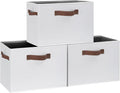 GhvyenntteS Large Fabric Storage Bins with 3 Handles, 15x11x9.6 Inch Storage Baskets for Shelves, Foldable Closet Storage Bins for Shelves, Closet Organizers and Storage Boxes, White