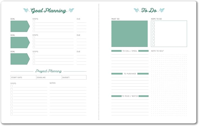 High Note 2026 Monthly Planner, 17-Month Planner: August 2025 – December 2026, 7.75" x 9.75", Greenery with Flexible Cover, Gold Foil, Project & Goal Planning Pages