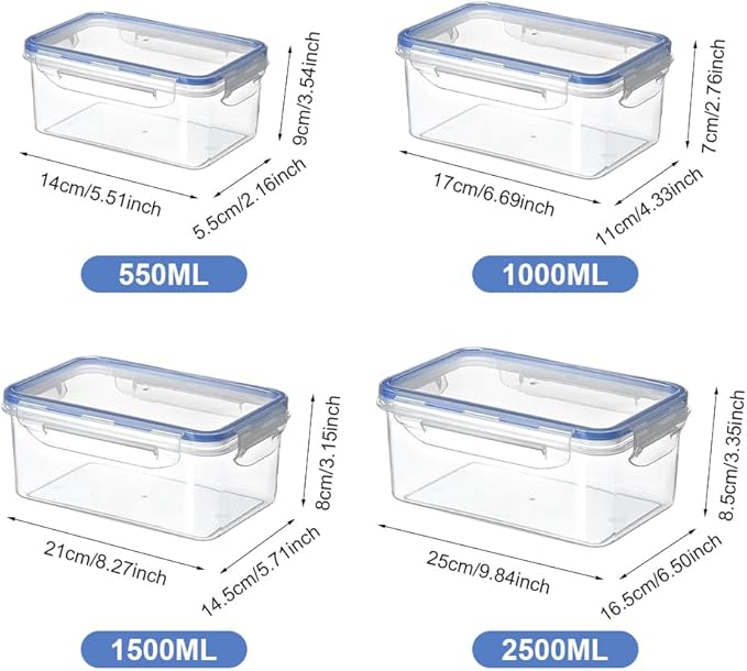 4 Pack Refrigerator Organizers and Storage,Stackable Refrigerator Organizer Bins with Lids,Clear Plastic Food Storage Bins for Kitchen, for Fruit, Vegetable, Food, Drinks, Cereals(COLOR:Transparent)