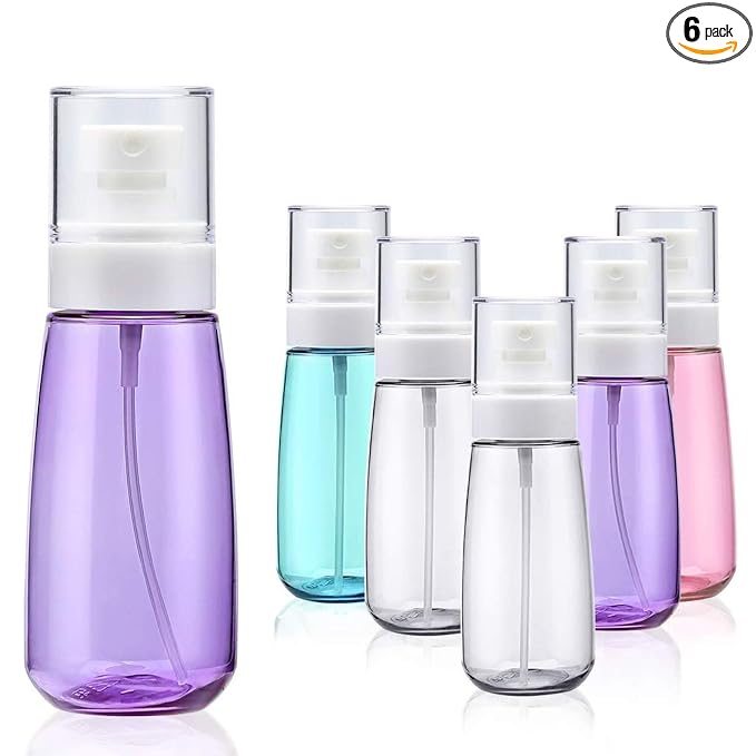 Cosywell Fine Mist Spray Bottle 3.4oz/ 100ml Empty Cosmetic Refillable Travel Containers Plastic Hair Spray Bottle Sprayer for Perfume Skincare Makeup Lotion (6color2purple)