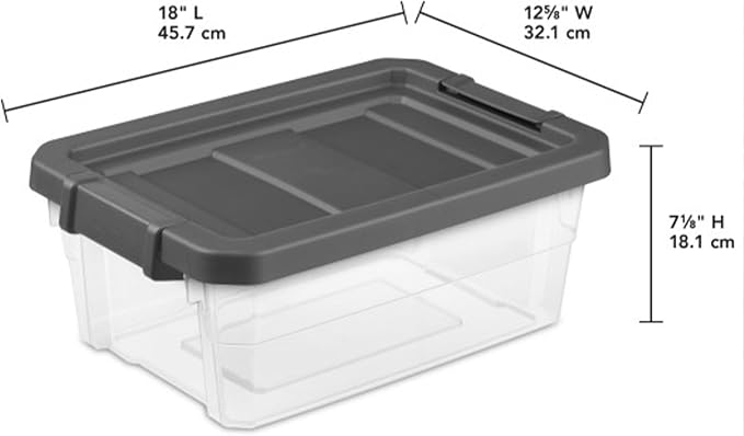 Sterilite 24-Pack Modular Stacker Box, Durable Clear Plastic Storage Bins with Latching Lids, 16 Quart - Stackable Organizing Container Boxes for Closet, Bathroom, and Office