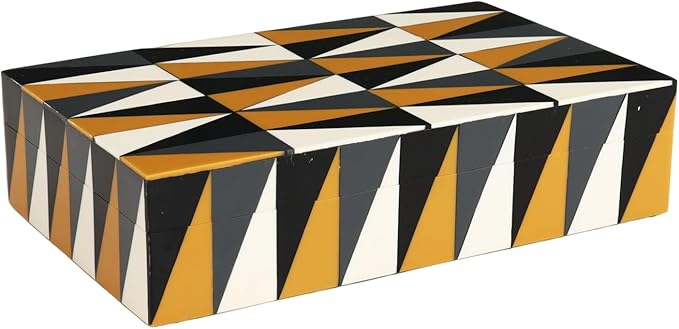 Handicrafts Home Large Decorative Storage Box with Lid, Coffee Table Storage Box, Decorative Remote Control Holder, Keepsake Storage Box for Living Room & Shelf Decor, Puzzle Guild 12 x 6 x 2