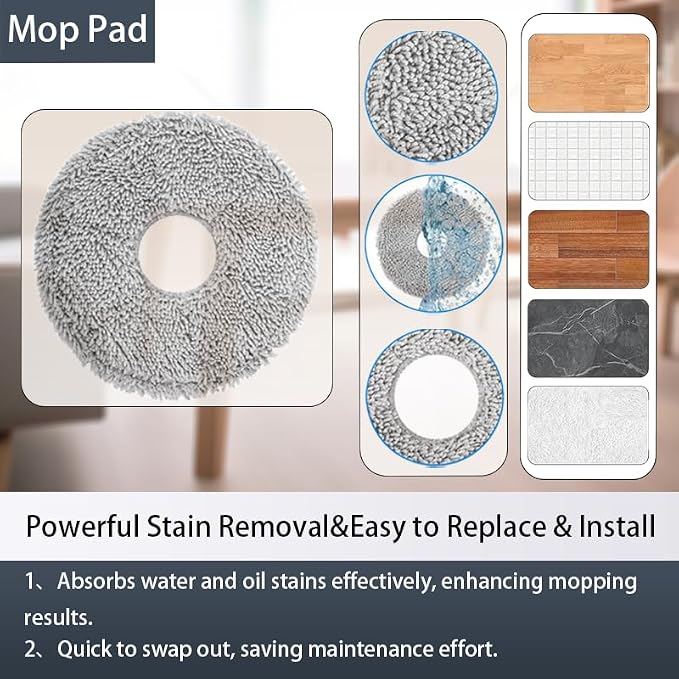 Mop Pad Holder Replacement Parts for Dreame X60 Max Ultra Complete Robot Vacuum Cleaner Accessories Including 2 Mop Pad Holders and 2 Mop Pads