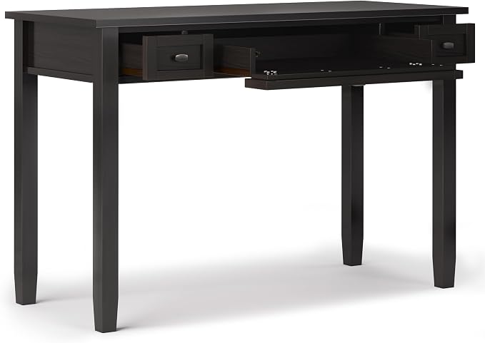 SIMPLIHOME Warm Shaker Desk - 48 Inch Wide Solid Wood Writing Desk in Hickory Brown, Transitional Home Office Computer Table for Workspace or Study with Flip-Down Keyboard Tray and 2 Drawers