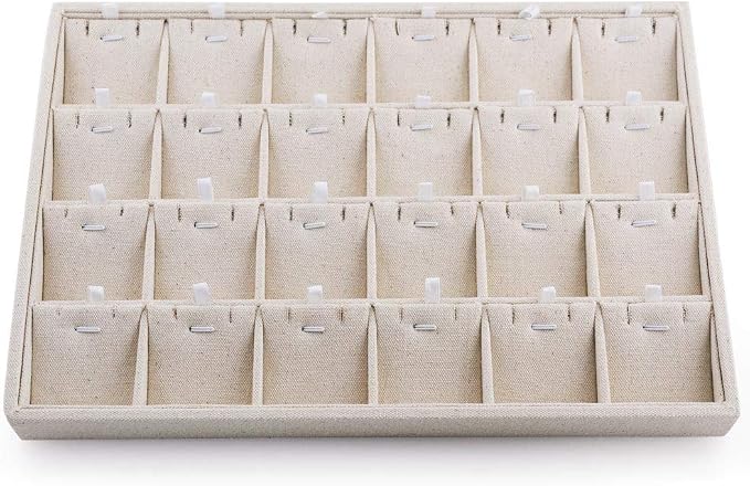 Oirlv Stockable 24 Grids Insert Jewelry Tray Pendant Earrings Storage Trays Showcase Display Organizer