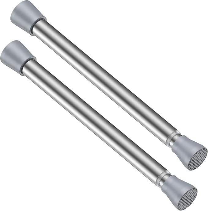Tension Rod 16 to 26 Inch Sliver Tension Curtain Rod No Drill Spring Tension Rod 2pack Small Tension Rod for Cupboard Closet Bookshelf Diy Projects Wardrobe Spring Loaded Curtain Rods
