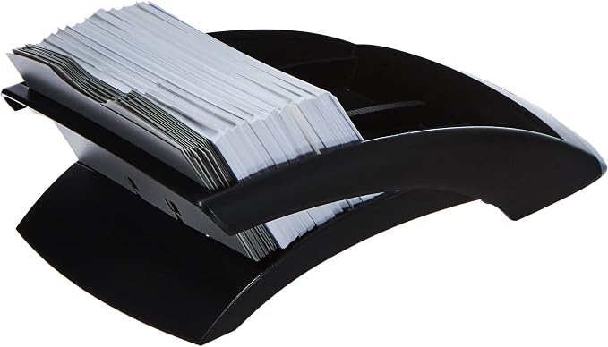 Durable Telindex Desk Address Card Holder - Includes 500 Pockets for Business Cards - Includes A-Z Index - Made from Black Plastic