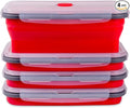 Collapsible Food Storage Containers with Airtight Lid & Air Vent, 40.5 oz, Kitchen Stacking Silicone Collapsible Meal Prep Container Set for Leftover, Microwave Freezer Dishwasher Safe, Red, Set of 4