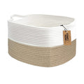 COMFY-HOMI Cotton Rope Woven Basket with Handles for Shelves,Toys,Book, Cloth Storage Baskets Bin for Organizing- 1 PCSToy Decorative Organizer for Living Room, Bathroom