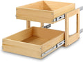 Mulush Pull Out Cabinet Organizer, 17''W×21''D×16''H Soft Close Slide Out Wood Drawer Shelves Storage for Kitchen, 2-Tier, Finished, Heavy-Duty, Bottom Assembly