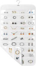 1 Pack Hanging Jewelry Organizer, 80 Clear Pockets earring organizer and storage, Accessories holder organizer for Closet, Jewelries, Necklace, Travel