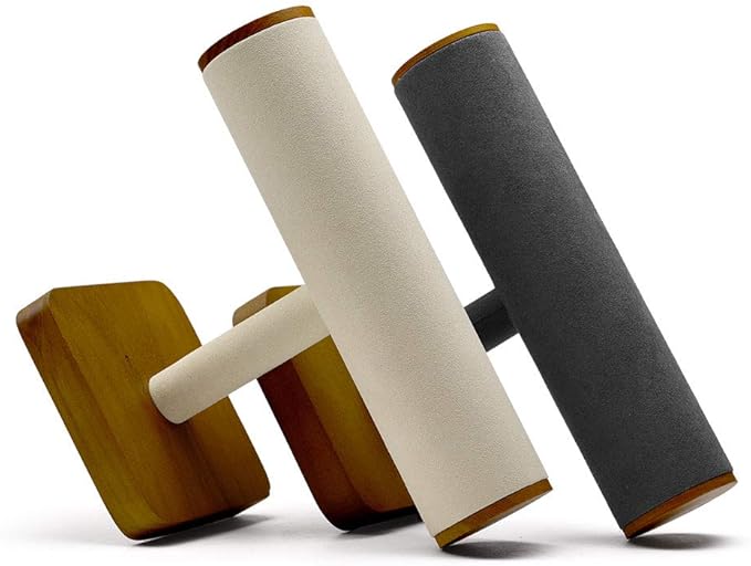 Oirlv Solid Wood Hovering T-Bar Jewelry Display Stand Watches Bracelet Necklace Bangle Holder Jewelry Organization(Creamy-White)