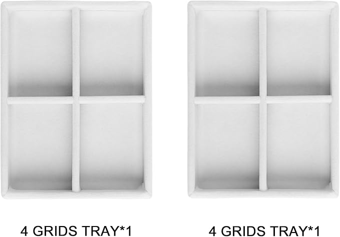 Frebeauty Small Jewelry Trays for Drawer,2 Pack 4 Grid Earring Organizer | Jewelry Display for Rings Stud,Jewelry Box Inserts,Drawer Inserts,Adjustable Dividers,Earring Organizer,Stackable,Mini Size
