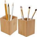 Tosnail 2 Pack Bamboo Pen Holder Pencil Holder for Desk, Makeup Brush Organizer Marker Pen Storage Cup for Office, School and Home
