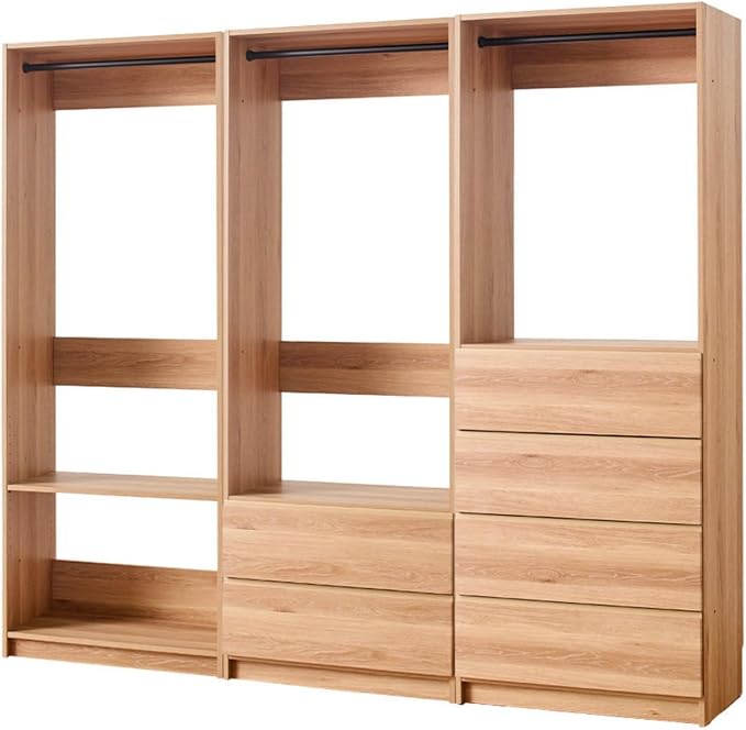 Maykoosh Closet System Organizer - Customizable Walk-in Wardrobe Storage Oak/Model BCD 3 Closet