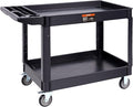 VEVOR Utility Service Cart 2 Shelf 550 lbs Heavy Duty Plastic Rolling Cart | Heavy Duty Utility Cart with 360° Swivel Wheels, Large Lipped Shelf, Ergonomic Storage Handle for Warehouse/Garage/Cleaning