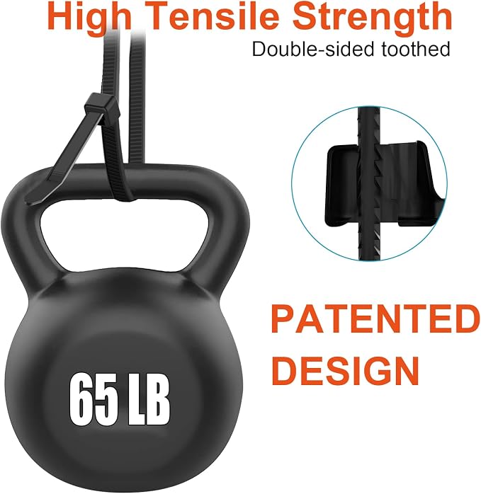 8 Inch Zip Ties Double Sided Toothed (Bulk 1000 Pack Black),65lbs Tensile Strength Heavy Duty Cable Wire Ties with Self-Locking Adjustable Nylon Tie Wraps for Indoor Outdoor (Patented Design)