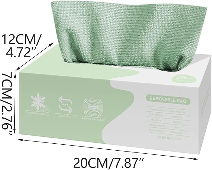 Microfiber Cleaning Cloths in Box, 20 Pack Extract Towels, Lint Free Reusable Rags for Household Kitchen Cleaning, Ultra Absorbent Multi-Purpose Wipes for Car Wash Detailing (02)