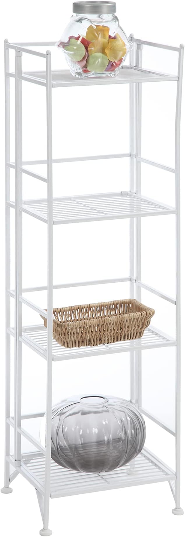 Convenience Concepts Xtra Storage 4 Tier Folding Metal Shelf, White