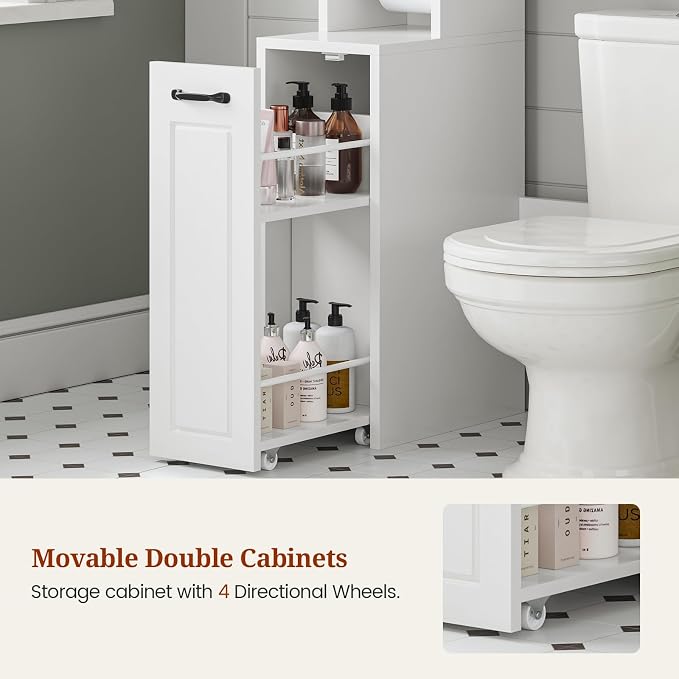 UPOSOJA Over The Toilet Storage Cabinet with Pulley Bathroom Storage Cabinet, White-Type B