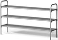 Kitsure Shoe Rack, 39" Wide Extra-Long Shoe Organizer, 3-Tier, Grey | Closet, Front Door Entrance, Entryway, Stackable & Detachable Shelf, Closet Organizers and Storage
