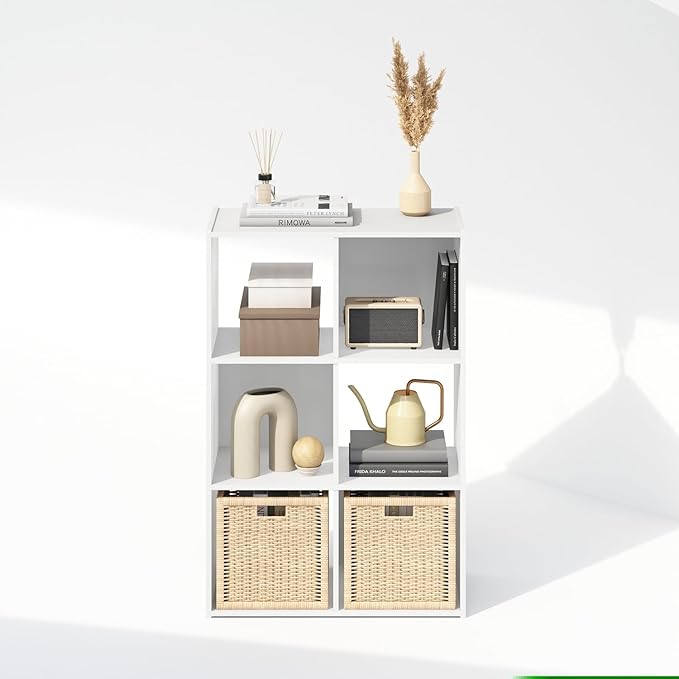 HomeStock Modern Minimalism Cubic Storage Cabinet, Bookcase, Bookshelf White/6 Cube