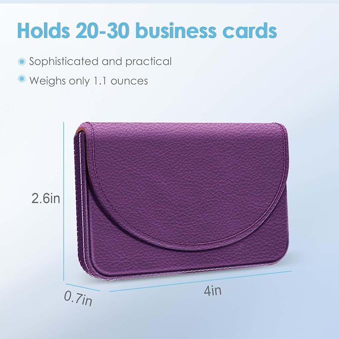 Business Card Holder，PU Leather Business Card Case Color Printing Pattern Card Holder Wallet，Pockets Magnetic Credit Card Holders for Men and Women，Purple