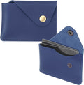 PATIKIL Slim Leather Card Holder with Snap Closure, Leather Front Pocket Wallet Card Case Holder for Cash Coin Men and Women Business Office, Blue
