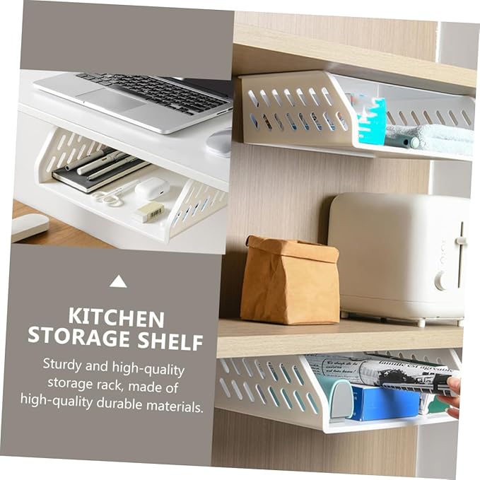 1pc Wall-mounted Storage Rack Multipurpose Plastic Organizer for Kitchen and Bathroom Punch Design Easy Installation and White